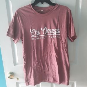 Chi Omega "womanly always" short sleeve tee
